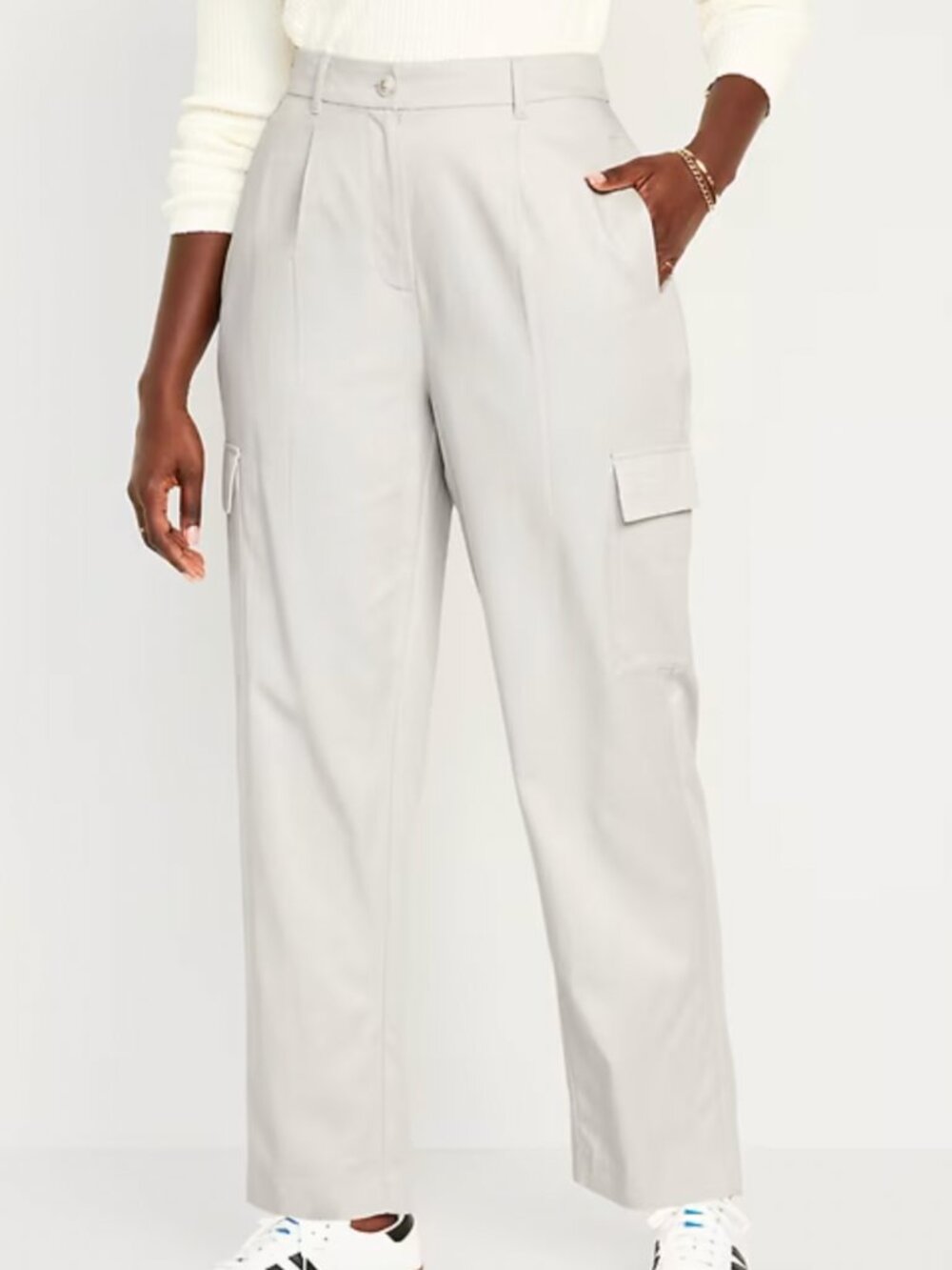 NWT Old Navy Extra High-Waisted Taylor Cargo trousers beige Sz XL women's